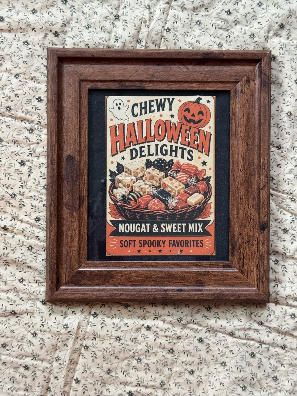 Source Unknown Orange and Black Halloween 'Chewy Halloween Delights' Framed Art